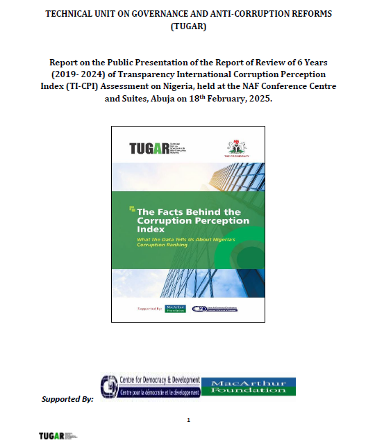 Report of the Public Presentation of the Report of the Review of 6 Years TI-CPI Assessments on Nigeria